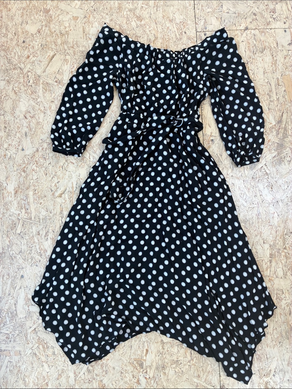 Anthropologie Maeve Polka Dot Midi Dress - Black/White